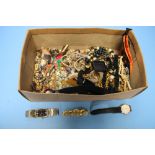 A BOX OF ASSORTED COSTUME JEWELLERY