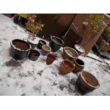 A SELECTION OF PLANTERS TO INCLUDE TERRACOTTA AND CONCRETE