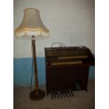 A GEM FLOOR STANDING ORGAN AND A SOLD WOOD FLOOR STANDING STANDARD LAMP