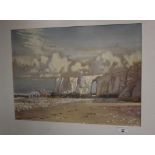 E. MEADE-KING - A FRAMED WATERCOLOUR OF A BEACH SCENE