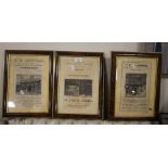 THREE FRAMED VINTAGE BEWDLEY RELATED ADVERTISING SHEETS