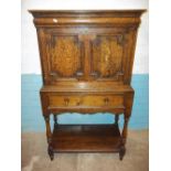 AN ANTIQUE NARROW OAK DROP DOWN WRITING DESK BUREAU