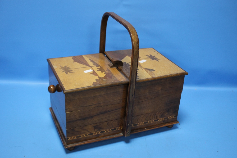 AN INLAID SEWING BOX ALONG WITH A FRAMED SELECTION OF NAUTICAL KNOTS - Bild 4 aus 4