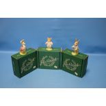 THREE BESWICK BEATRIX POTTER FIGURES - TOM KITTEN, PETER RABBIT AND JEMIMA PUDDLEDUCK