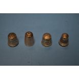 FIVE HALLMARKED SILVER THIMBLES