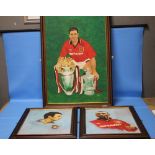 THREE ORIGINAL OIL PORTRAITS OF MANCHESTER UNITED PLAYERS SIGNED 'PAC'
