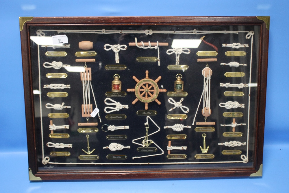 AN INLAID SEWING BOX ALONG WITH A FRAMED SELECTION OF NAUTICAL KNOTS - Bild 2 aus 4