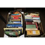 TWO TRAYS OF BOOKS TO INCLUDE POETRY, LITERATURE, HISTORY, GEOGRAPHY ETC.