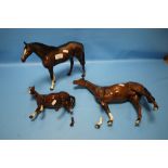 THREE BESWICK HORSES A/F