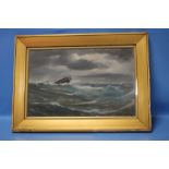 A FRAMED AND GLAZED WATERCOLOUR DEPICTING A BOAT ON A STORMY SEA, SIGNED W. G. ENGLAND 1913, 59 X 42