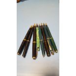 EIGHT FOUNTAIN PENS TO INCLUDE A PARKER AND AN OSMIROID