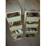 TWO FOUR-DRAWER VINTAGE TOOL CHESTS WITH TOOLS INCLUDED