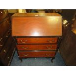 AN EDWARDIAN MAHOGANY INLAID BUREAU W-76 CM