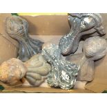 A BOX OF CAST METAL BALL AND CLAW FURNITURE FEET