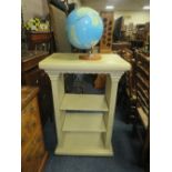 A MODERN CREAM OPEN DISPLAY STAND H-103 W-66 CM WITH A MODERN WORLD GLOBE (2)