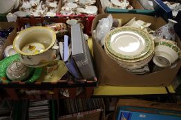 TWO TRAYS OF ASSORTED CERAMICS TO INCLUDE WOODS IVORY WARE, BURLEIGH WARE SUN RAY EXAMPLES