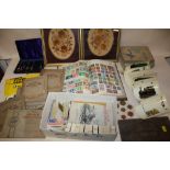 A QUANTITY OF CIGARETTE CARDS BOTH LOOSE AND IN ALBUMS TOGETHER WITH A WORLD STAMP ALBUM,