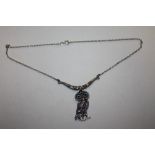 A STERLING SILVER OWL NECKLACE, APPROX WEIGHT 12.8 G