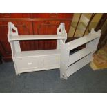 TWO PAINTED SHABBY CHIC STYLE HANGING SHELVES / CUPBOARD (2)