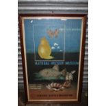 A LARGE FRAMED AND GLAZED REPRODUCTION ADVERTISING POSTER OF THE NATURAL HISTORY MUSEUM - OVERALL