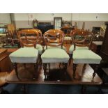 A SET OF SIX VICTORIAN MAHOGANY CROWN BACK DINING CHAIRS