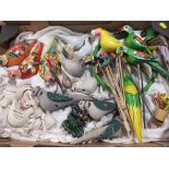 A TRAY OF BIRD RELATED COLLECTABLE TO INCLUDE CLAY BIRD WHISTLES