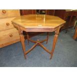 AN EDWARDIAN ROSEWOOD INLAID OCCASIONAL TABLE