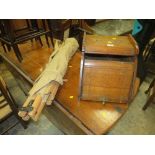 AN ANTIQUE MAHOGANY PURDONIUM A/F WITH A VINTAGE CAMP BED (2)