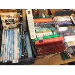 THREE TRAYS OF VINTAGE AND MODERN BOOKS TO INCLUDE VINTAGE CAR BOOKS, SCIENTIFIC BOOKS AND HISTORY