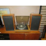 A RETRO GARRARD RECORD DECK WITH A PAIR OF GARRARD SPEAKERS - MODEL 5754