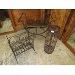 A DECORATIVE METAL STICK STAND H- CM WITH A PAPER RACK AND A STOOL (3)