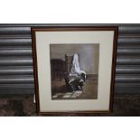 A FRAMED AND GLAZED PASTEL ENTITLED 'GRANDMA'S CHAIR' SIGNED R P HEATH