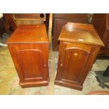 AN ANTIQUE MAHOGANY POT CUPBOARD H-85 W-42 CM TOGETHER WITH ANOTHER (2)