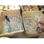 TWO TRAYS OF ASSORTED GLASSWARE TO INCLUDE BOHEMIA CRYSTAL