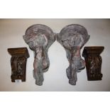 TWO PAIR OF VINTAGE CORBELS TO INCLUDE CHERUBIC EXAMPLES