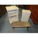 THREE SHABBY CHIC STYLE PAINTED CABINETS AND STOOL (3)