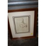 A FRAMED AND GLAZED ETCHING DEPICTING A BREAST FEEDING MOTHER SIGNED JOHN WHEATLEY IN PENCIL TO