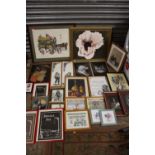A COLLECTION OF PICTURES AND PRINTS TO INCLUDE A FRAMED OIL ON BOARD SIGNED DAVINA K, PASTEL STILL