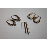 THREE PAIRS OF SILVER EARRINGS, APPROX WEIGHT 10.6 G