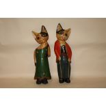 TWO MODERN FLATBACK WOODEN CATS, TALLEST APPROX H 50 CM