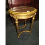 A LOUIS XV STYLE GILT CIRCULAR TABLE WITH TWO PIECE MIRROR TOP H-73 DIA-53 CM