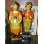 A PAIR OF 1920'S STYLE DUTCH TYPE CHALK FIGURES