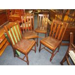 A SET OF FOUR OAK BARLEY TWIST DINING CHAIRS - CIRCA 1930