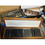 THREE BOXES OF GLASS MAGIC LANTERN SLIDES