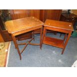 TWO MAHOGANY INLAID OCCASIONAL TABLES