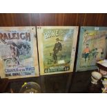 THREE MODERN REPRODUCTION ENAMEL BICYCLE RELATED ADVERTISING SIGNS