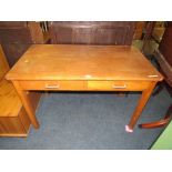 A VINTAGE STYLE TWO DRAWER SCHOOL TYPE DESK H-76 W-122 CM