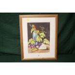 A FRAMED AND GLAZED WATERCOLOUR OF A STILL LIFE TABLE TOP SCENE, SIGNED BEATRICE CRITCHLOW LOWER