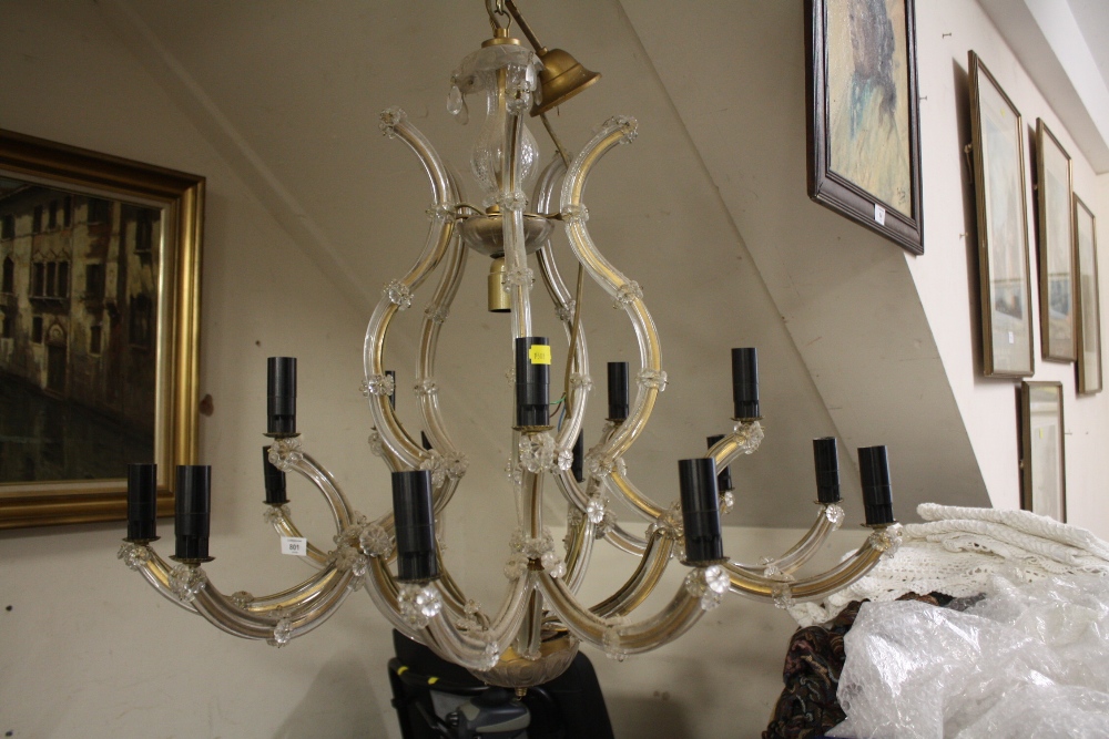 A LARGE TRADITIONAL MURANO STYLE FIFTEEN BRANCH CRYSTAL CHANDELIER, with numerous size and shaped - Image 2 of 2