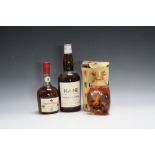 3 VINTAGE BOTTLES OF WHISKY AND COGNAC CONSISTING OF 1 BOTTLE OF HAIG GOLD LABEL, 1 12fl ozs